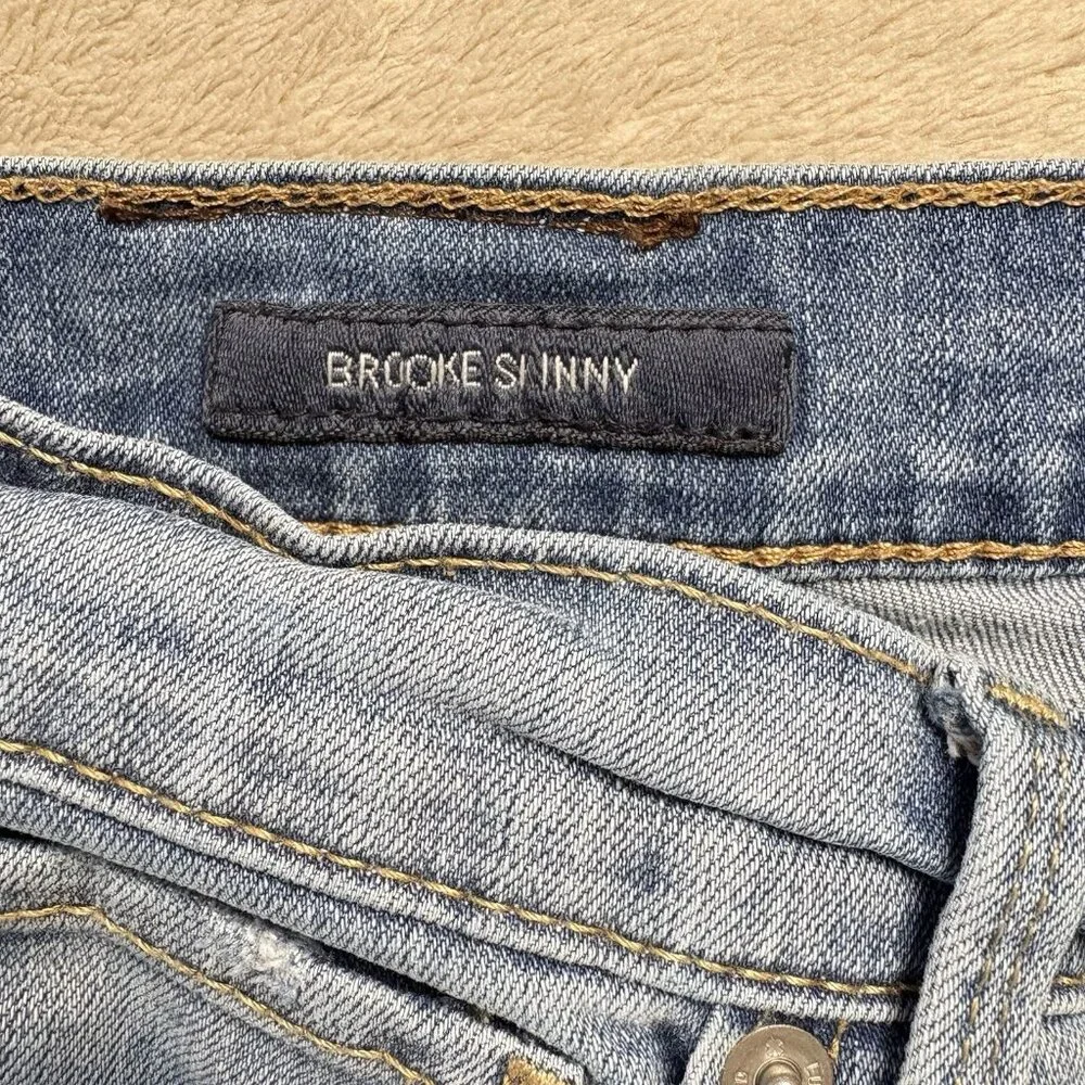 Lucky Brand Brooke‎ Skinny Jeans Womens 6/28 Blue Mid Rise Stretch Distressed